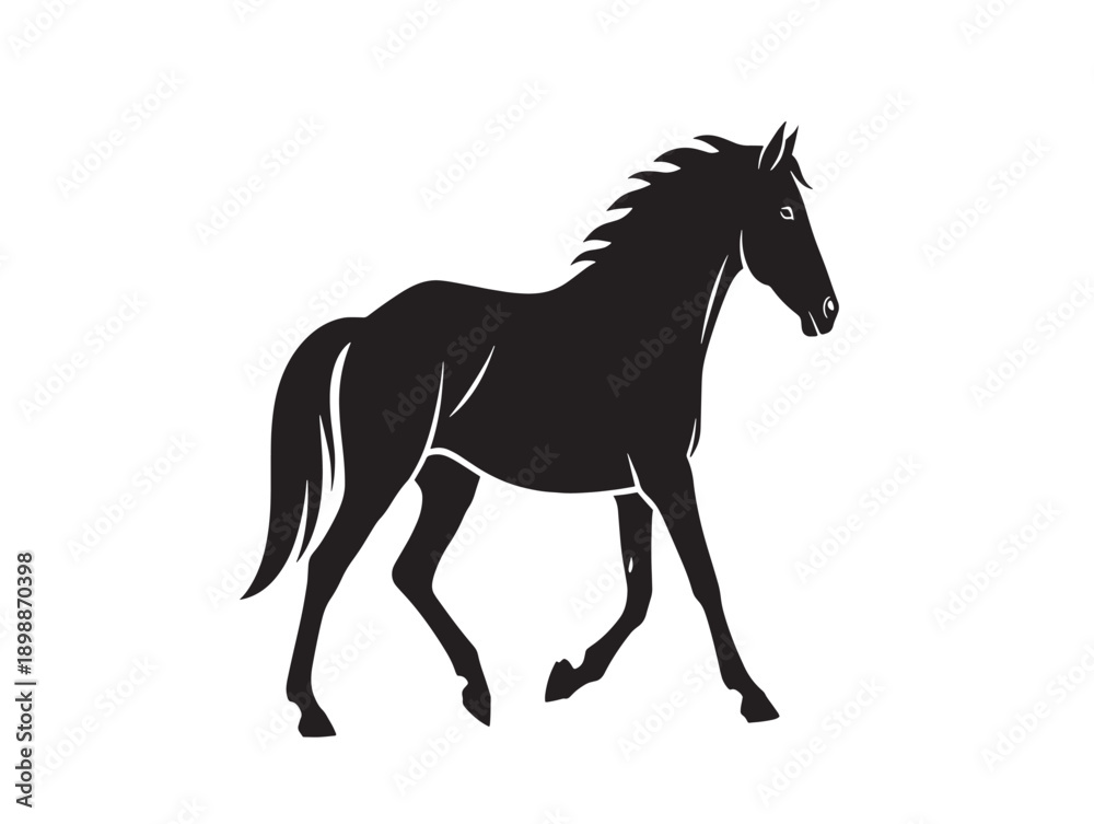 Obraz premium Minimalist black horse silhouette vector illustration