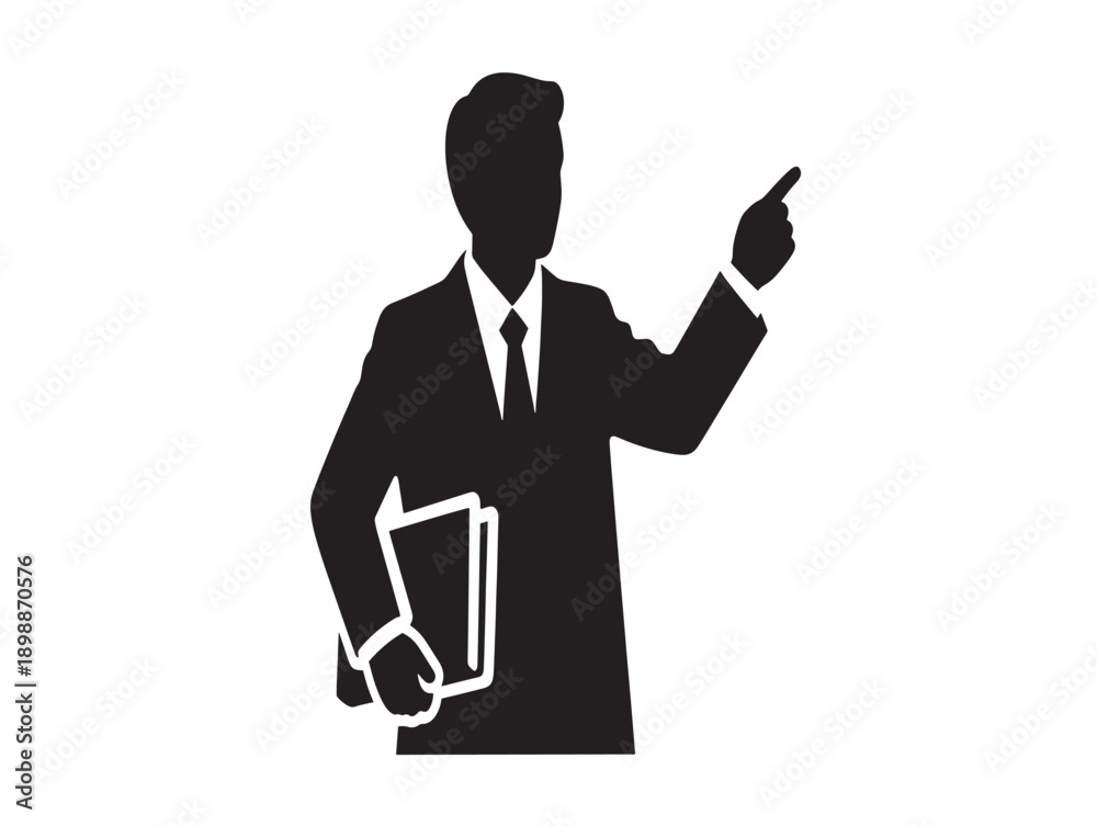 Obraz premium Minimalist businessman pointing at presentation