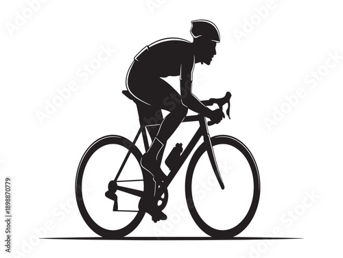 Dynamic silhouette of cyclist on road bike