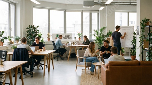 Photography Modern office space with collaborative team working together