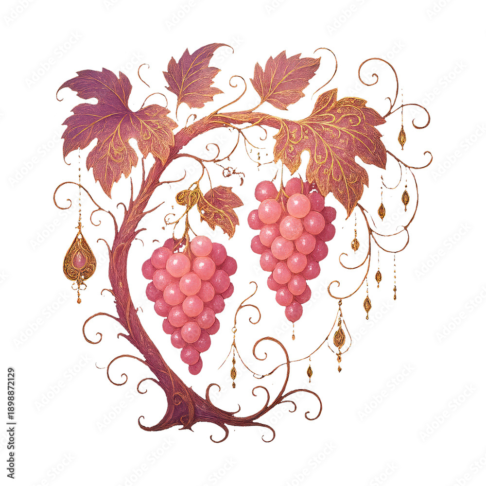 Obraz premium PNG Elegant vintage grape illustration