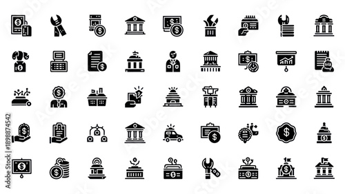 Financial Icons Set: Banking, Investment, Business, Management & Money Symbols Collection