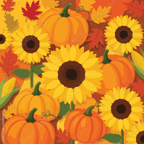 Vibrant Sunflowers and Pumpkins Arrangement.