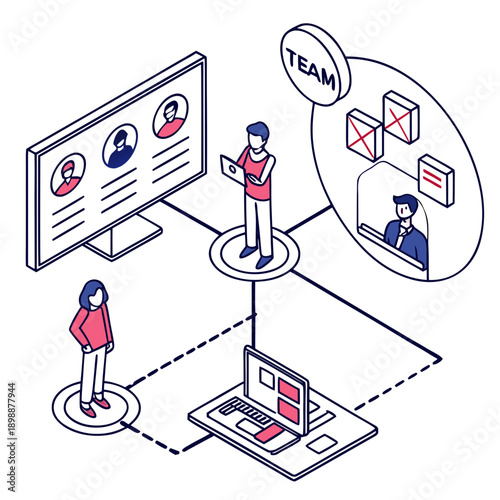 Team collaboration concept with professionals working together digitally