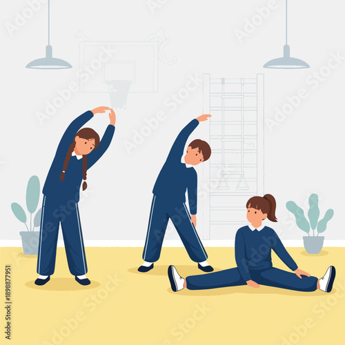 People doing yoga in blue clothes.