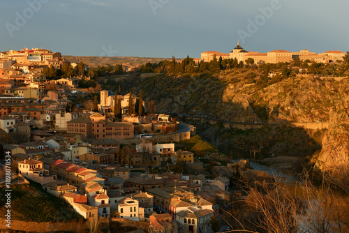 Sunlit Historic Town on Hillside