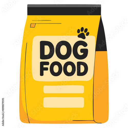 Modern dog food pack icon flat vector illustration representing animal pet bowl plate isolated feeding nutrition and pet care concept