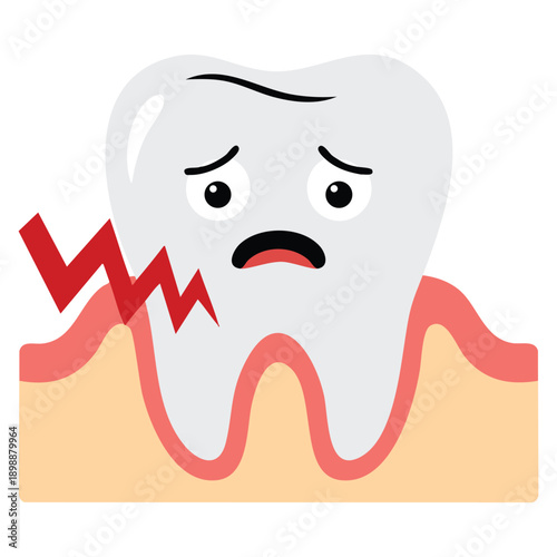 Hand drawn cartoon illustration of unhealthy tooth character suitable for oral health awareness dental care and educational design themes