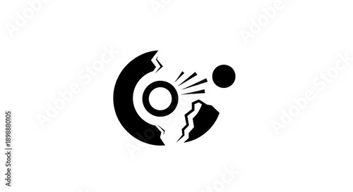 Black and white broken gear icon.