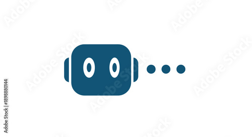 Blue robot with white eyes.