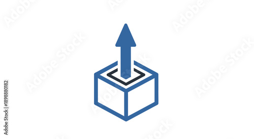 Blue arrow coming out box.