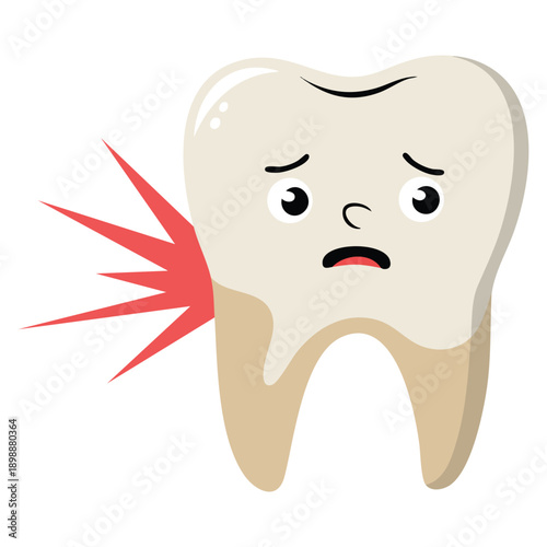 Hand drawn unhealthy tooth character illustration representing dental problems oral care awareness and cartoon health education themed artwork