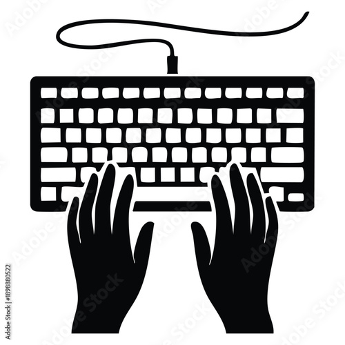 Hand typing vector icon logo design isolated illustration suitable for technology communication online work digital input education and user interface themed graphic projects