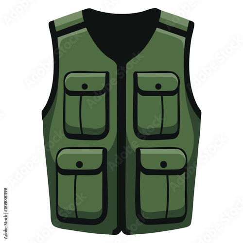 Hunter vest icon shown in flat illustration style perfect for web design hunting equipment outdoor safety clothing and sport related visuals