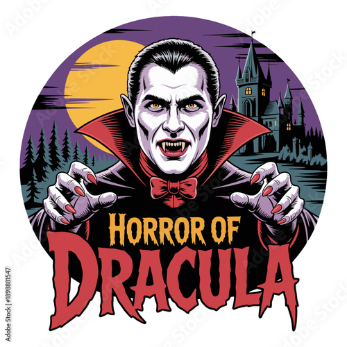 Gothic Dracula Vampire Portrait Horror Illustration Art for Tshirt