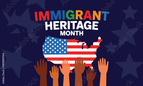 Immigrant Heritage Month themed vector illustration for culture poster banner card background and social media post designs highlighting identity history and multicultural inspiration