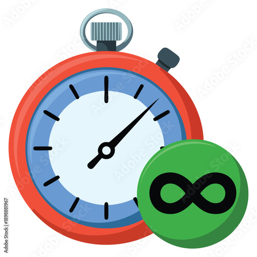 Infinite time icon flat vector illustration concept representing unlimited duration timeless process productivity planning and continuous workflow visual design