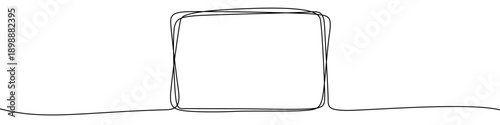 Rectangular frame in one line art style. Frame drawing with editable black stroke on white background. Vector illustration.