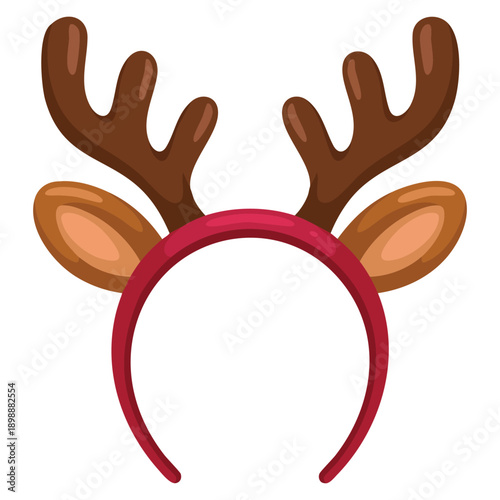 Isolated Christmas reindeer antlers headband vector illustration ideal for holiday costume festive winter celebration and decorative design projects