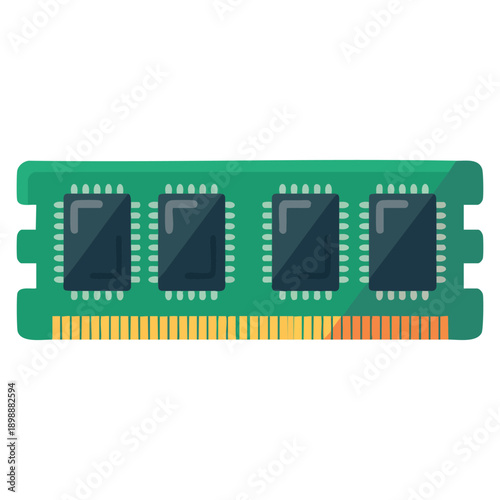 Isolated computer ram memory stick vector illustration ideal for tech hardware electronics data storage and system upgrade design