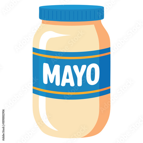 Isolated jar of mayonnaise vector illustration suitable for food product design condiment packaging grocery branding and culinary themed graphics