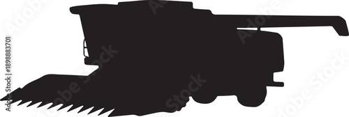 Corn Harvester Silhouette Agricultural Farming Machine Black Vector Illustration