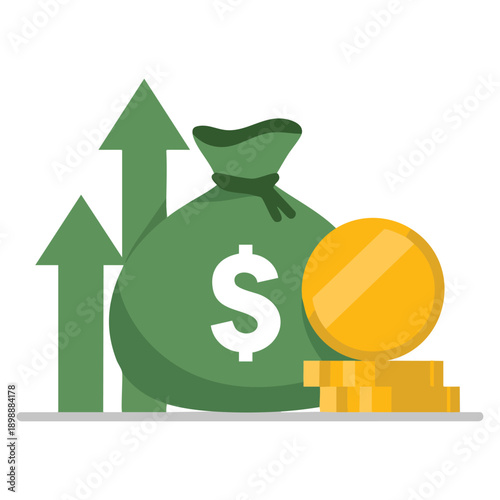 Linear style inflation icon with growth increase price sign and change money symbol illustrated as colorful thin line outline finance concept