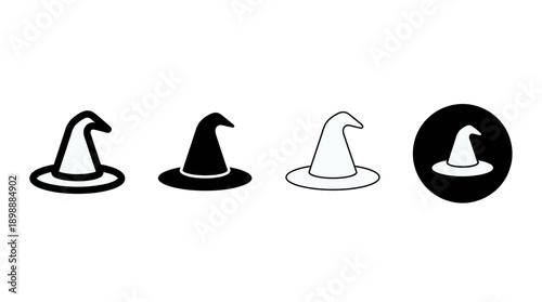 witch hat icon , different style flat icon set. Line, solid and filled outline colorful icon , vector sign and symbol 