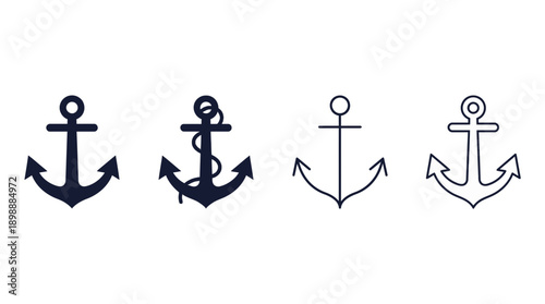 anchor icon , different style flat icon set. Line, solid and filled outline colorful icon , vector sign and symbol 