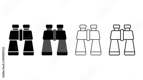 binoculars icon , different style flat icon set. Line, solid and filled outline colorful icon , vector sign and symbol 