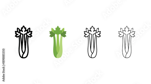 celery icon , different style flat icon set. Line, solid and filled outline colorful icon , vector sign and symbol 