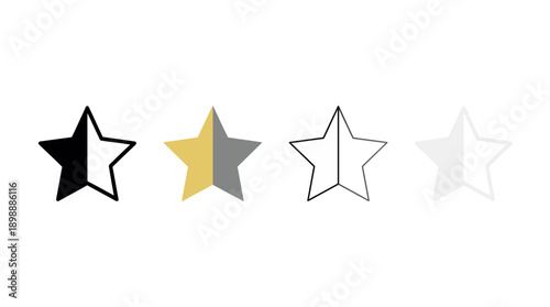 half star icon , different style flat icon set. Line, solid and filled outline colorful icon , vector sign and symbol 