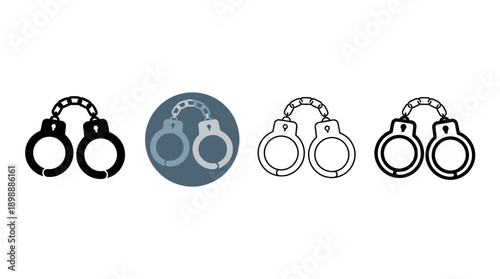 handcuffs icon , different style flat icon set. Line, solid and filled outline colorful icon , vector sign and symbol 
