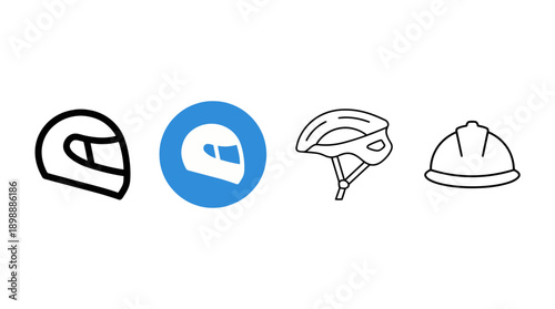 helmet icon , different style flat icon set. Line, solid and filled outline colorful icon , vector sign and symbol 