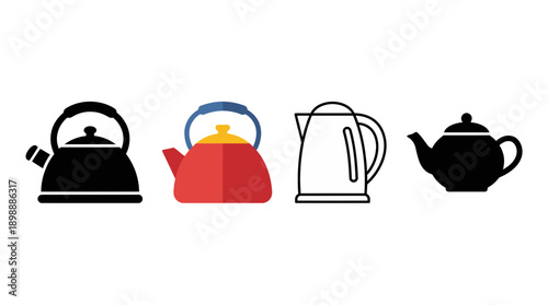 kettle icon , different style flat icon set. Line, solid and filled outline colorful icon , vector sign and symbol 
