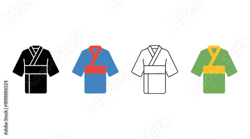 kimono icon , different style flat icon set. Line, solid and filled outline colorful icon , vector sign and symbol 