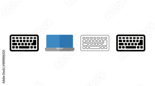 keyboard icon , different style flat icon set. Line, solid and filled outline colorful icon , vector sign and symbol 