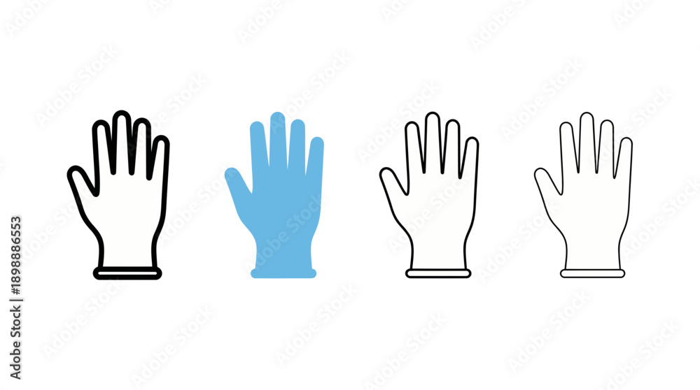 Fototapeta premium medical gloves icon , different style flat icon set. Line, solid and filled outline colorful icon , vector sign and symbol 
