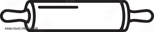Black and White Outline Rolling Pin Kitchen Icon