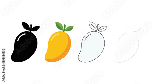 mango icon , different style flat icon set. Line, solid and filled outline colorful icon , vector sign and symbol 