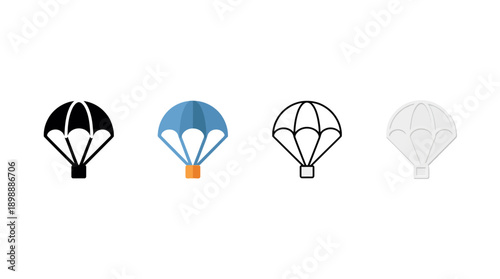 parachute icon , different style flat icon set. Line, solid and filled outline colorful icon , vector sign and symbol 