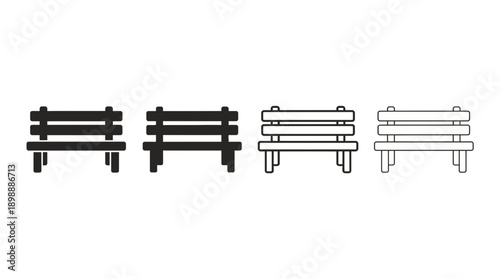 park bench icon , different style flat icon set. Line, solid and filled outline colorful icon , vector sign and symbol 