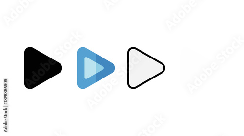 play button icon , different style flat icon set. Line, solid and filled outline colorful icon , vector sign and symbol 