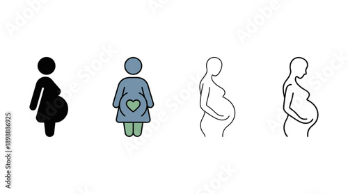 pregnant icon , different style flat icon set. Line, solid and filled outline colorful icon , vector sign and symbol 
