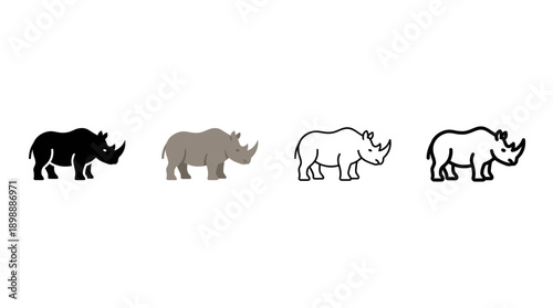 rhino icon , different style flat icon set. Line, solid and filled outline colorful icon , vector sign and symbol 