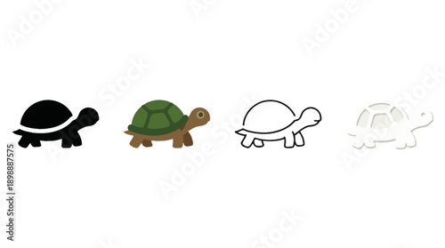 tortoise icon , different style flat icon set. Line, solid and filled outline colorful icon , vector sign and symbol 