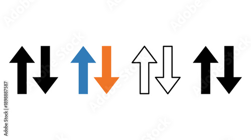 up and down arrow icon , different style flat icon set. Line, solid and filled outline colorful icon , vector sign and symbol 