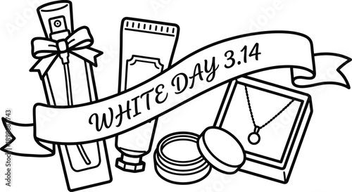 Perfume bottle and cosmetic gift set on white background