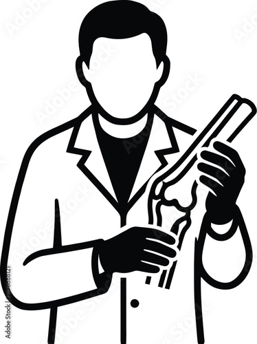 Orthopedic doctor explaining human knee joint model illustration