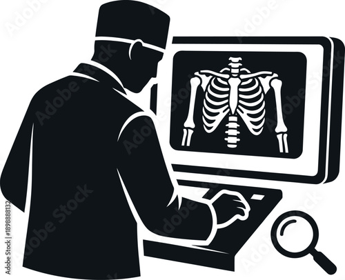 Orthopedic doctor explaining human knee joint model illustration